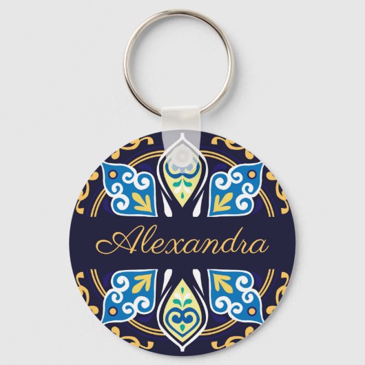 Orientale tegels, Azulejos, met naam Sleutelhanger (Voorkant)