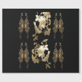 Orientale vogels op Gold Leaf Wrapping Paper Cadeaupapier (Vlak)