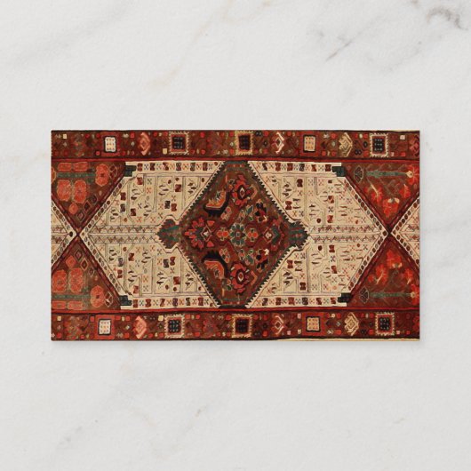 Orientale vormgeving van tapes in rood en crème visitekaartje (Achterkant)