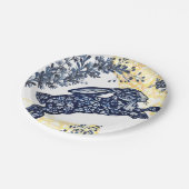 Orierntal Blue White Yellow Rabbit Chinoiserie Papieren Bordje (Gekanteld)