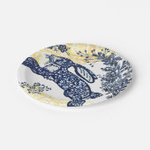 Orierntal Blue White Yellow Rabbit Chinoiserie Papieren Bordje (Gekanteld)