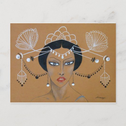 Orig. Briefkaart voor Aziatische kunst/Art Deco (Voorkant)