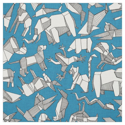 origami animal ditsy blue stof (Swatch)