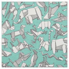 origami animal ditsy mint stof