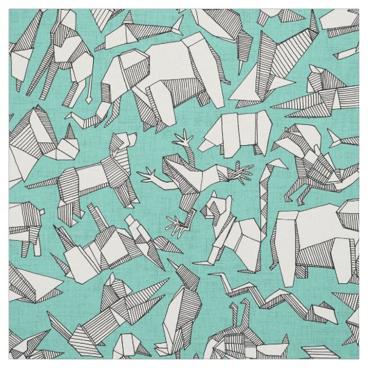 origami animal ditsy mint stof (Swatch)