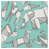 origami animal ditsy mint stof (Close Up)