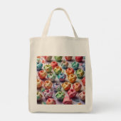 Origami Apples Pattern Waterverf Pastel Kleuren Tote Bag (Achterkant)