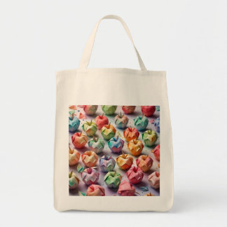 Origami Apples Pattern Waterverf Pastel Kleuren Tote Bag