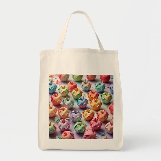 Origami Apples Pattern Waterverf Pastel Kleuren Tote Bag (Voorkant)