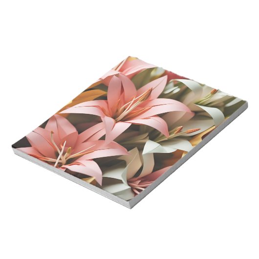 Origami Art-Blooms of Elegance: Symfonie van Lelie Notitieblok (Linkerzijde)