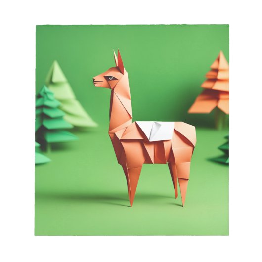 Origami Art - Grazing Harmony: Serene Llama's Notitieblok (Voorkant)