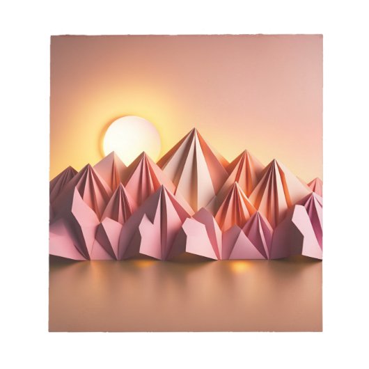 Origami Art - Majestueuze bergen badend in zonsond Notitieblok (Voorkant)