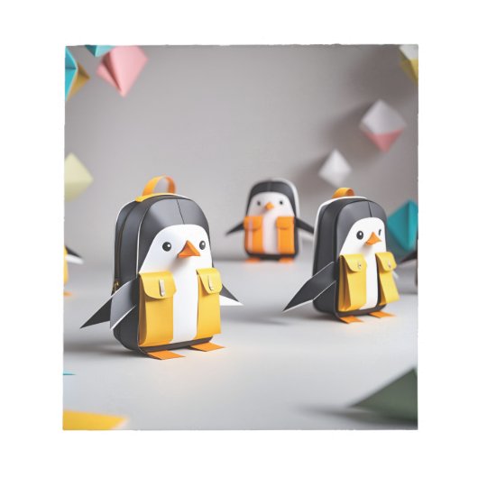 Origami Art - Schattige Baby Pinguïns in Rugzak Notitieblok (Voorkant)