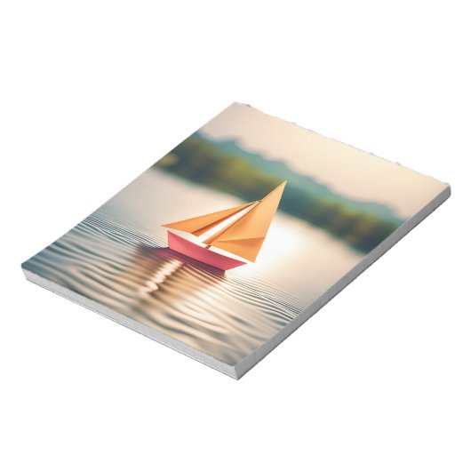 Origami Art - Serenity Sails: Een rustige boottoch Notitieblok (Linkerzijde)
