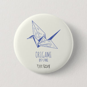 Origami Art Traditionele kraan Ronde Button 5,7 Cm