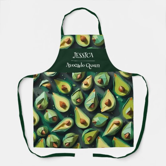 Origami avocado acryl patroon gepersonaliseerd schort (Voorkant)