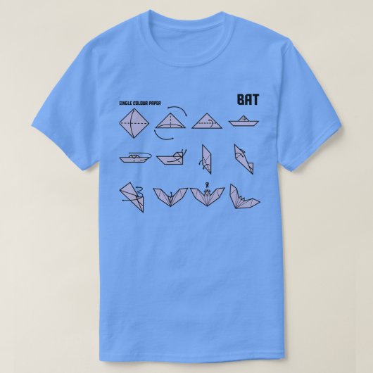 Origami Bat Instructions in Lila T-shirt (Design voorkant)