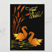 Origami Best Wishes Flat Kaart (Voorkant / Achterkant)