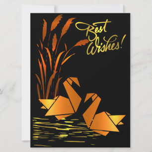 Origami Best Wishes Flat Kaart