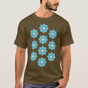 Origami blauwe bloemen t-shirt