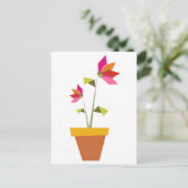 origami bloemen in een pot briefkaart (Staand voorkant)