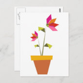 origami bloemen in een pot briefkaart (Voorkant / Achterkant)