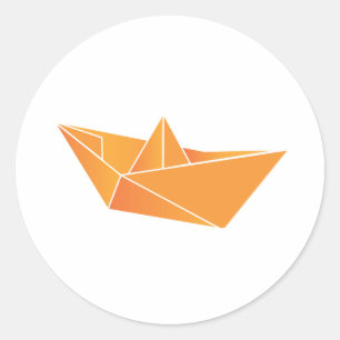 Origami Boat Ronde Sticker