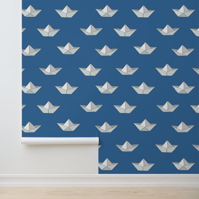 Origami Boats On The Water Pattern Behang (Applicatie)