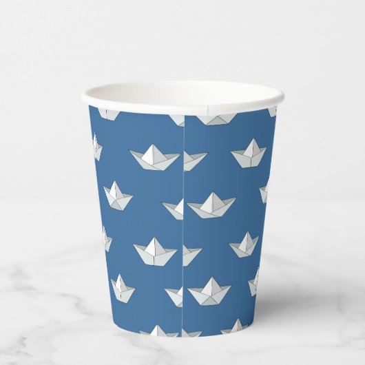Origami Boats On The Water Pattern Papieren Bekers (Rechts)