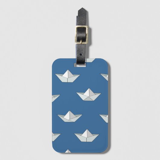 Origami bots op het waterpatroon bagagelabel (Voorkant (verticaal))