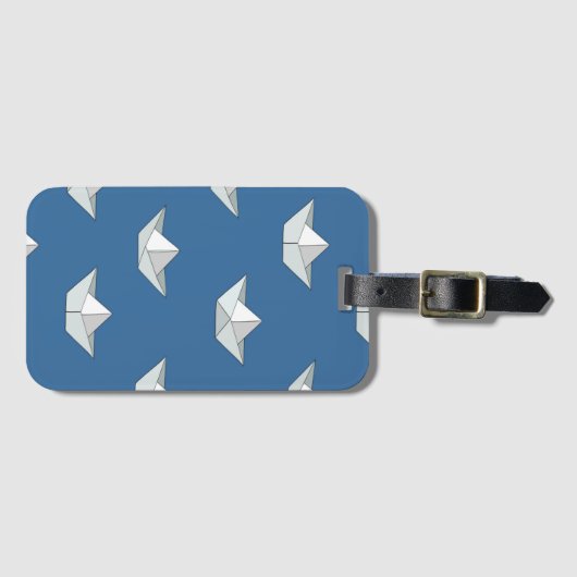 Origami bots op het waterpatroon bagagelabel (Voorkant (horizontaal))