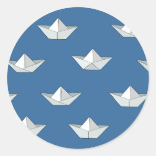 Origami bots op het waterpatroon ronde sticker