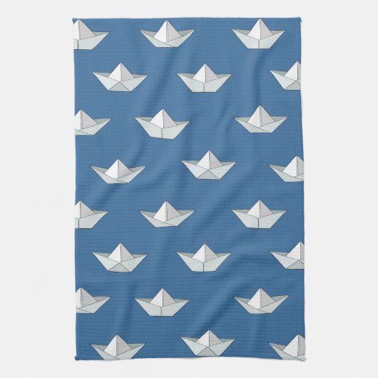 Origami bots op het waterpatroon theedoek (Verticaal)