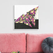 Origami Butterfly over Floral Paper Canvas Afdruk (Insitu (Woonkamer))