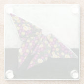 Origami Butterfly over Floral Paper Glazen Onderzetter (Achterkant)