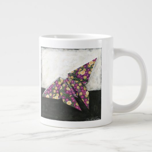 Origami Butterfly over Floral Paper Grote Koffiekop (Rechts)