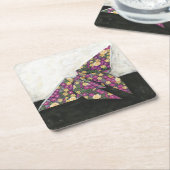 Origami Butterfly over Floral Paper Kartonnen Onderzetters (Schuin)