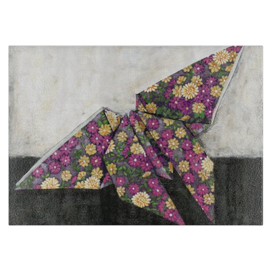 Origami Butterfly over Floral Paper Snijplank (Voorkant)