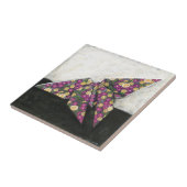 Origami Butterfly over Floral Paper Tegeltje (Zijkant)