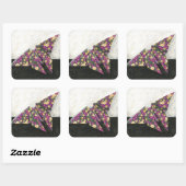 Origami Butterfly over Floral Paper Vierkante Sticker (Vel)