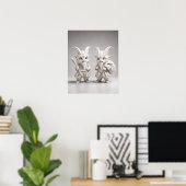 Origami Chibi Krampus Duo in het Wit Poster (Thuiskantoor)