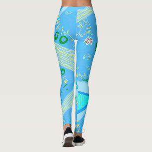 Origami Chintz (L) blauw geel groen 2 Leggings