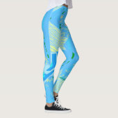 Origami Chintz (L) blauw geel groen 2 Leggings (Rechts)