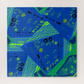 Origami Chintz (L) Blauw Groen Legpuzzel (Horizontaal)