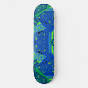 Origami Chintz (L) Blauw Groen Persoonlijk Skateboard