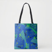 Origami Chintz (L) Blauw Groen Tote Bag (Voorkant)