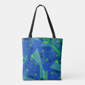 Origami Chintz (L) Blauw Groen Tote Bag (Achterkant)