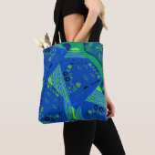 Origami Chintz (L) Blauw Groen Tote Bag (Dichtbij)