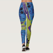 Origami Chintz (L) Blauw Indigo Olive Zwart Leggings (Achterkant)