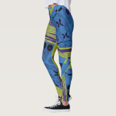 Origami Chintz (L) Blauw Indigo Olive Zwart Leggings (Links)